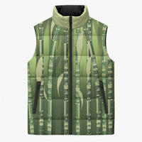 Personalised Fiji Language Week Sugarcane Masi Sleeveless Puffer Jacket Green Tapa Tribal Pattern DT05 Unisex Green - Polynesian Pride