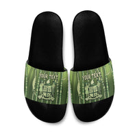 Personalised Fiji Language Week Sugarcane Masi Slide Sandals Green Tapa Tribal Pattern DT05 Green - Polynesian Pride