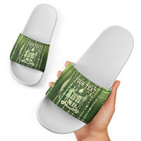 Personalised Fiji Language Week Sugarcane Masi Slide Sandals Green Tapa Tribal Pattern DT05 - Polynesian Pride