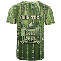 Personalised Fiji Language Week Sugarcane Masi T Shirt Green Tapa Tribal Pattern DT05 - Polynesian Pride