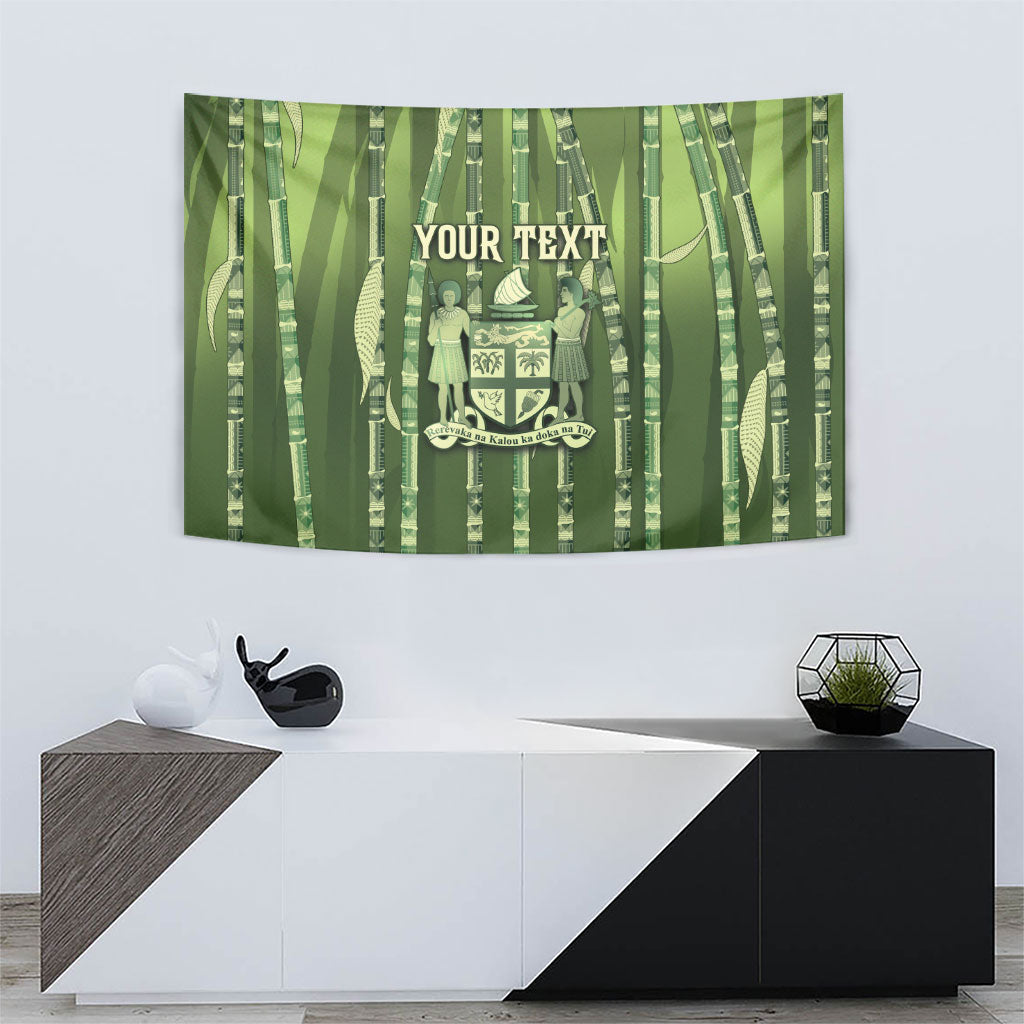 Personalised Fiji Language Week Sugarcane Masi Tapestry Green Tapa Tribal Pattern DT05 - Polynesian Pride