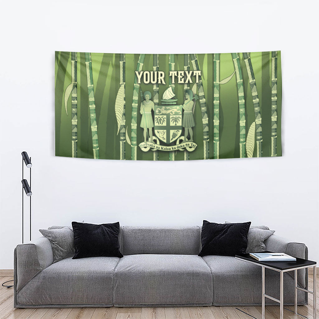Personalised Fiji Language Week Sugarcane Masi Tapestry Green Tapa Tribal Pattern DT05 - Polynesian Pride