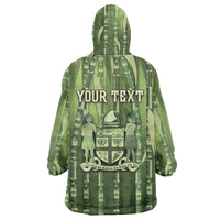 Personalised Fiji Language Week Sugarcane Masi Wearable Blanket Hoodie Green Tapa Tribal Pattern DT05 - Polynesian Pride