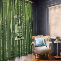 Personalised Fiji Language Week Sugarcane Masi Window Curtain Green Tapa Tribal Pattern