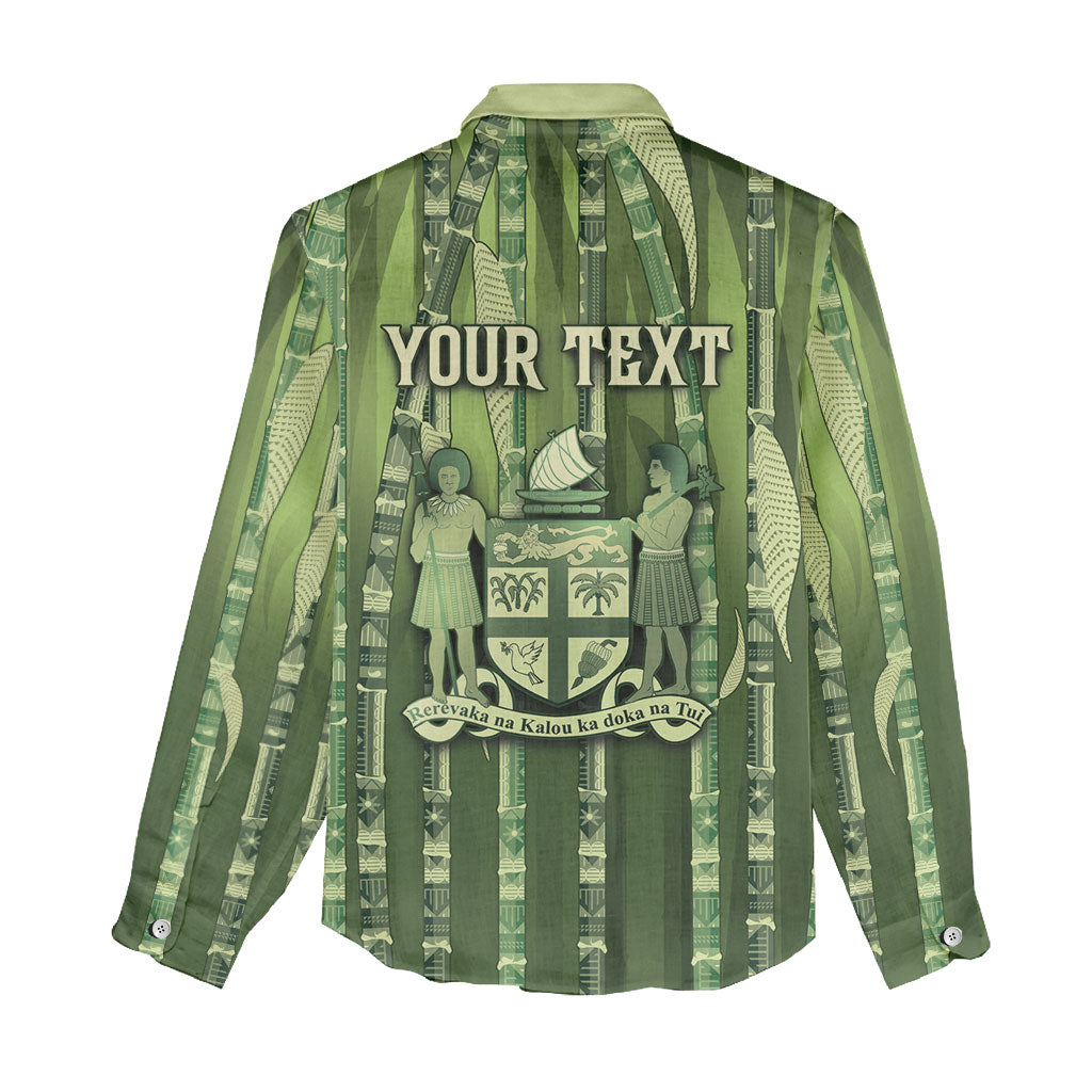 Personalised Fiji Language Week Sugarcane Masi Women Casual Shirt Green Tapa Tribal Pattern DT05 - Polynesian Pride