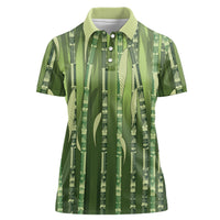 Personalised Fiji Language Week Sugarcane Masi Women Polo Shirt Green Tapa Tribal Pattern DT05 Female Green - Polynesian Pride