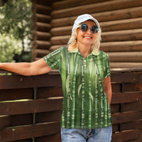 Personalised Fiji Language Week Sugarcane Masi Women Polo Shirt Green Tapa Tribal Pattern DT05 - Polynesian Pride