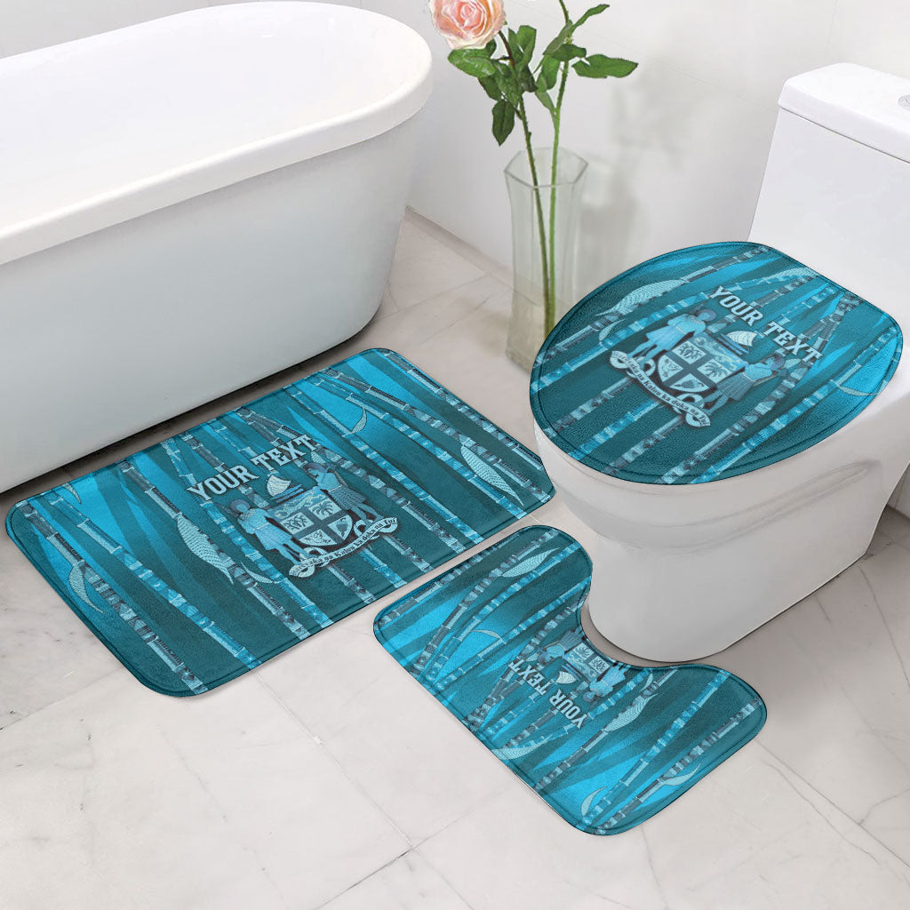 Personalised Fiji Language Week Sugarcane Masi Bathroom Set Blue Tapa Tribal Pattern DT05 - Polynesian Pride
