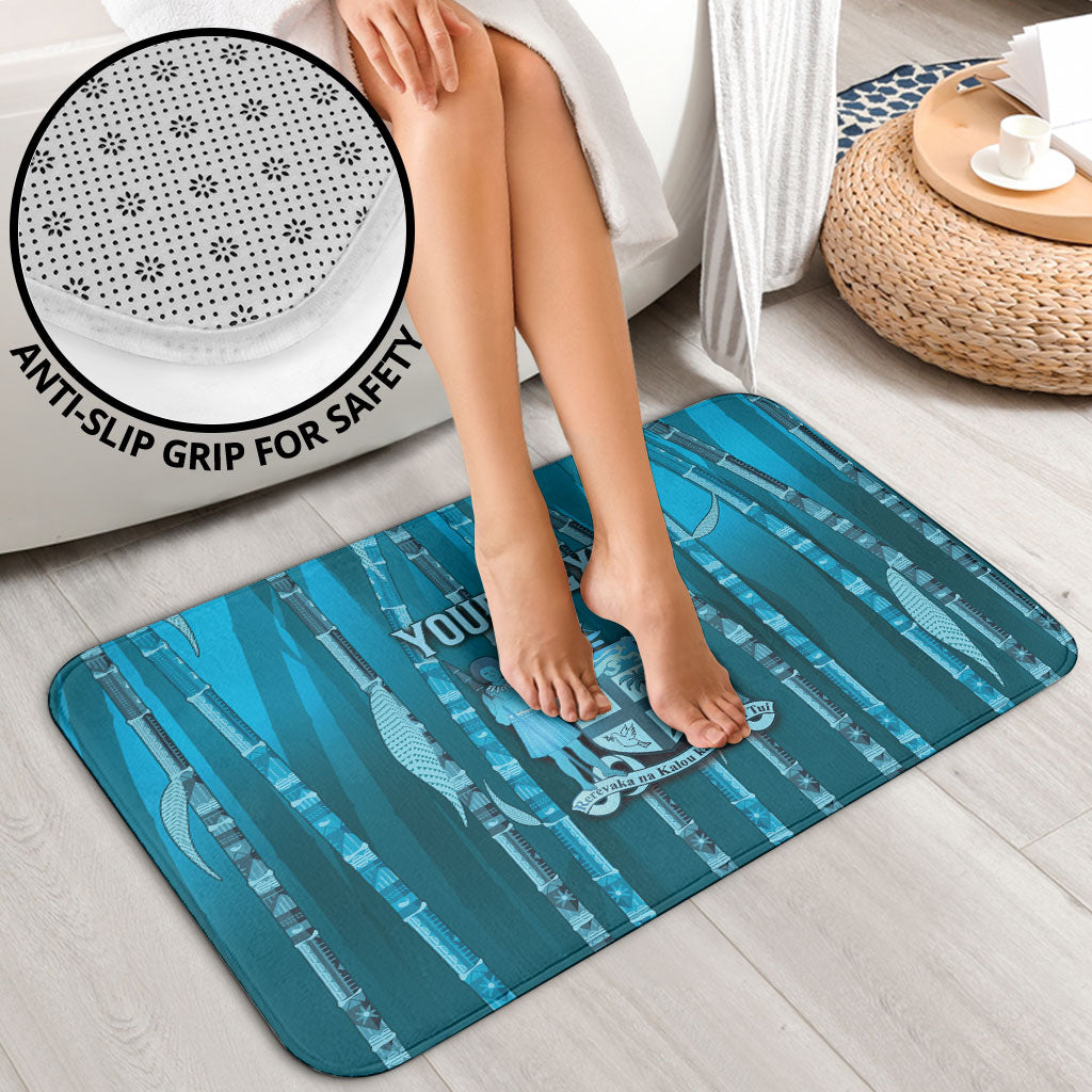 Personalised Fiji Language Week Sugarcane Masi Bathroom Set Blue Tapa Tribal Pattern DT05 - Polynesian Pride