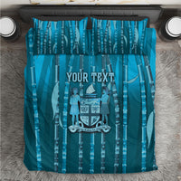 Personalised Fiji Language Week Sugarcane Masi Bedding Set Blue Tapa Tribal Pattern DT05 Blue - Polynesian Pride