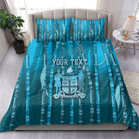 Personalised Fiji Language Week Sugarcane Masi Bedding Set Blue Tapa Tribal Pattern DT05 - Polynesian Pride