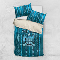 Personalised Fiji Language Week Sugarcane Masi Bedding Set Blue Tapa Tribal Pattern DT05 US Twin 172cm x 218cm Blue - Polynesian Pride