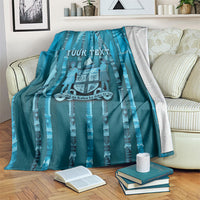 Personalised Fiji Language Week Sugarcane Masi Blanket Blue Tapa Tribal Pattern DT05 Blue - Polynesian Pride