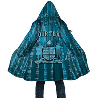 Personalised Fiji Language Week Sugarcane Masi Cloak Blue Tapa Tribal Pattern DT05 Unisex Blue - Polynesian Pride