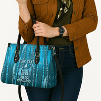 Personalised Fiji Language Week Sugarcane Masi Leather Bag Blue Tapa Tribal Pattern DT05 - Polynesian Pride