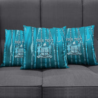 Personalised Fiji Language Week Sugarcane Masi Pillow Cover Blue Tapa Tribal Pattern DT05 - Polynesian Pride