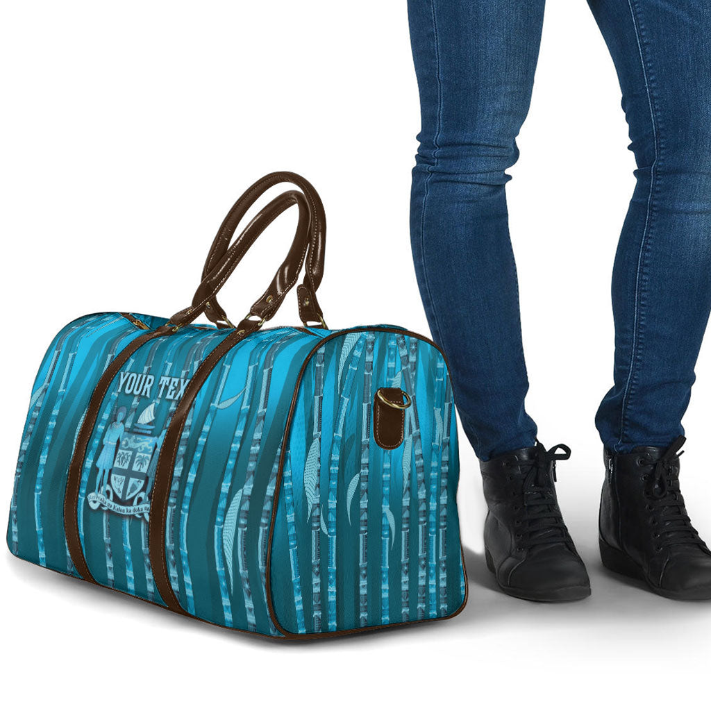 Personalised Fiji Language Week Sugarcane Masi Travel Bag Blue Tapa Tribal Pattern DT05 - Polynesian Pride