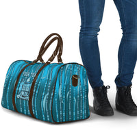 Personalised Fiji Language Week Sugarcane Masi Travel Bag Blue Tapa Tribal Pattern DT05 - Polynesian Pride