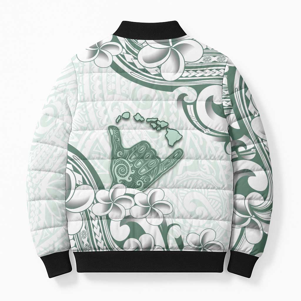 Aloha Hawaii Shaka Bomber Puffer Jacket Hang Loose Mint Version - Polynesian Pride