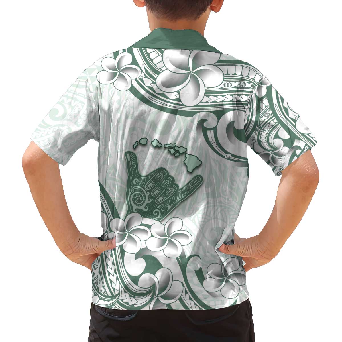 Aloha Hawaii Shaka Family Matching Off The Shoulder Long Sleeve Dress and Hawaiian Shirt Hang Loose Mint Version - Polynesian Pride