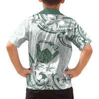 Aloha Hawaii Shaka Family Matching Off Shoulder Maxi Dress and Hawaiian Shirt Hang Loose Mint Version - Polynesian Pride