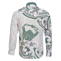 Aloha Hawaii Shaka Family Matching Off Shoulder Maxi Dress and Hawaiian Shirt Hang Loose Mint Version - Polynesian Pride