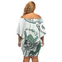 Aloha Hawaii Shaka Family Matching Off Shoulder Short Dress and Hawaiian Shirt Hang Loose Mint Version - Polynesian Pride
