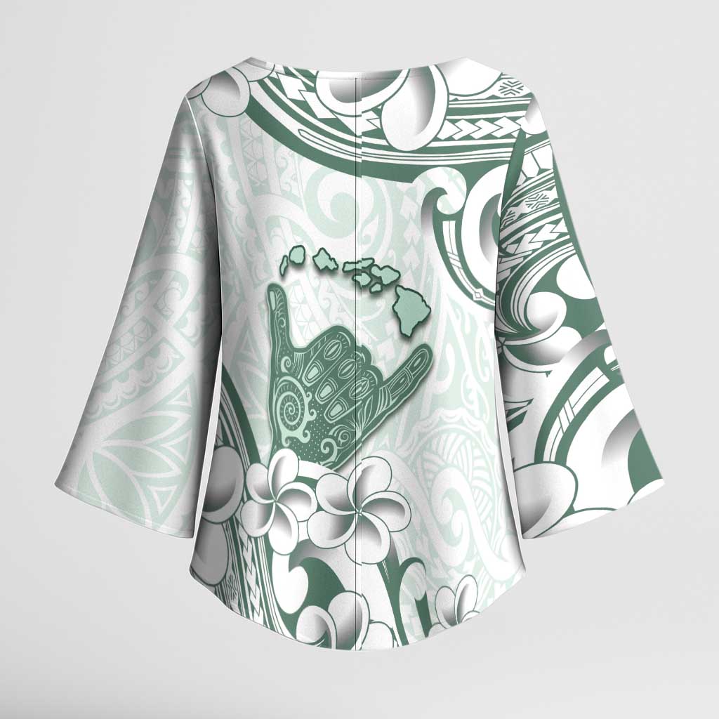 Aloha Hawaii Shaka Kimono Sleeve Blouse Hang Loose Mint Version - Polynesian Pride