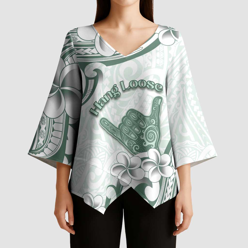 Aloha Hawaii Shaka Kimono Sleeve Blouse Hang Loose Mint Version - Polynesian Pride