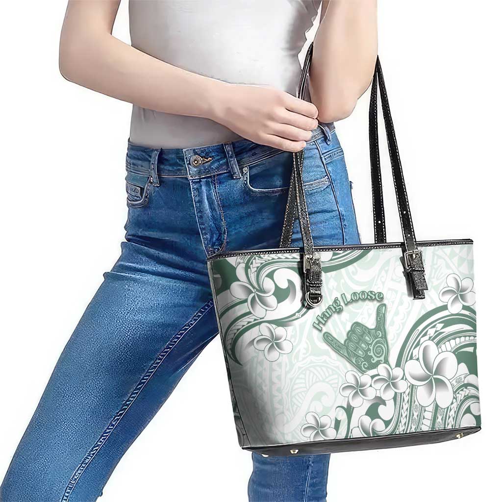 Aloha Hawaii Shaka Leather Tote Bag Hang Loose Mint Version - Polynesian Pride