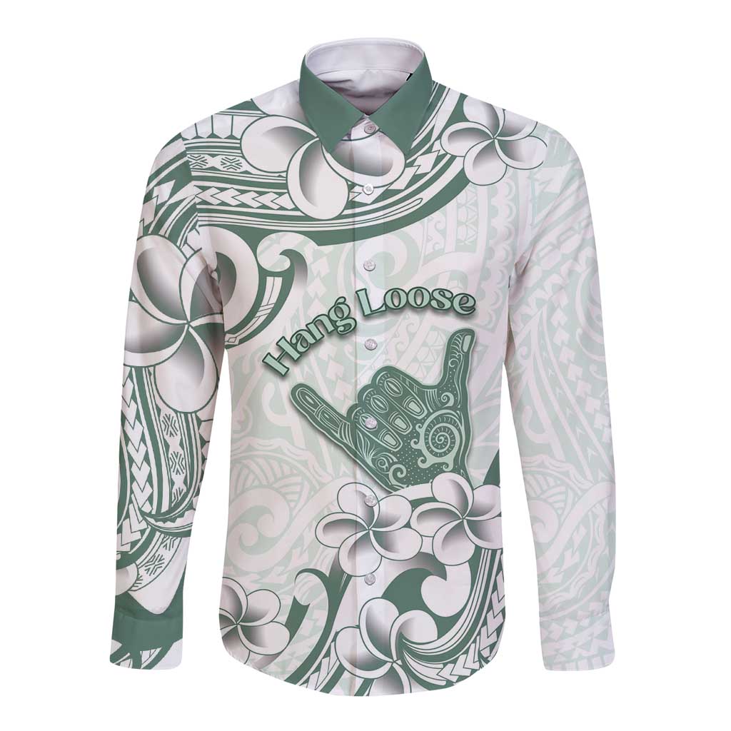 Aloha Hawaii Shaka Long Sleeve Button Shirt Hang Loose Mint Version - Polynesian Pride
