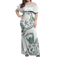 Aloha Hawaii Shaka Off Shoulder Maxi Dress Hang Loose Mint Version - Polynesian Pride