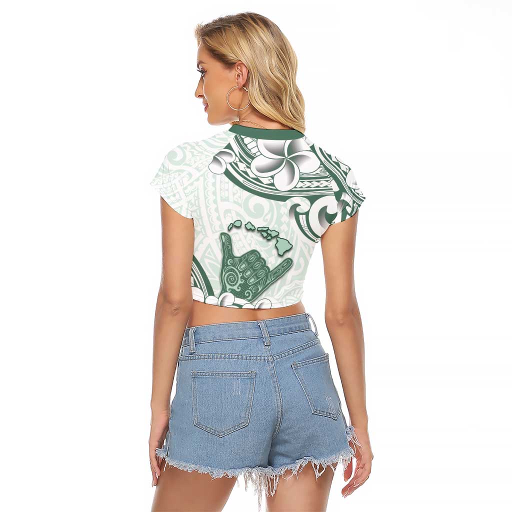 Aloha Hawaii Shaka Raglan Cropped T Shirt Hang Loose Mint Version - Polynesian Pride