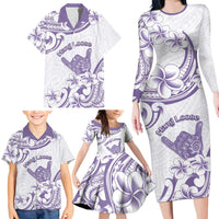 Aloha Hawaii Shaka Family Matching Long Sleeve Bodycon Dress and Hawaiian Shirt Hang Loose Purple Version - Polynesian Pride