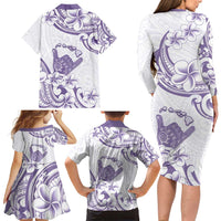 Aloha Hawaii Shaka Family Matching Long Sleeve Bodycon Dress and Hawaiian Shirt Hang Loose Purple Version - Polynesian Pride
