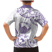 Aloha Hawaii Shaka Family Matching Mermaid Dress and Hawaiian Shirt Hang Loose Purple Version - Polynesian Pride