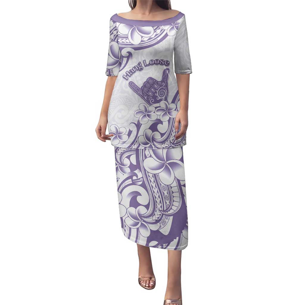 Aloha Hawaii Shaka Family Matching Puletasi and Hawaiian Shirt Hang Loose Purple Version - Polynesian Pride