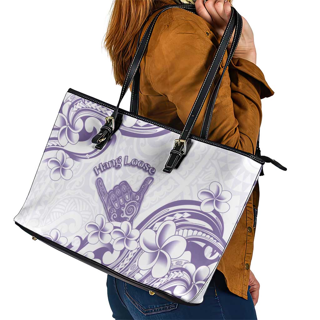 Aloha Hawaii Shaka Leather Tote Bag Hang Loose Purple Version - Polynesian Pride