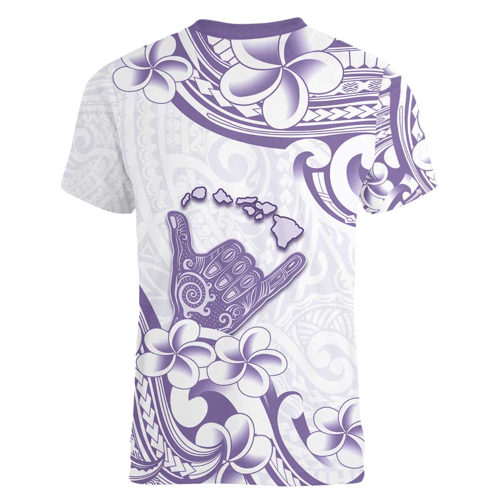 Aloha Hawaii Shaka Women V-Neck T-Shirt Hang Loose Purple Version - Polynesian Pride