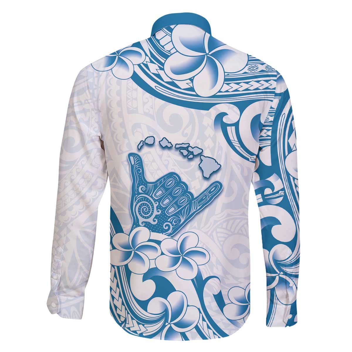 Aloha Hawaii Shaka Family Matching Off The Shoulder Long Sleeve Dress and Hawaiian Shirt Hang Loose Blue Version - Polynesian Pride