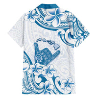 Aloha Hawaii Shaka Family Matching Short Sleeve Bodycon Dress and Hawaiian Shirt Hang Loose Blue Version - Polynesian Pride