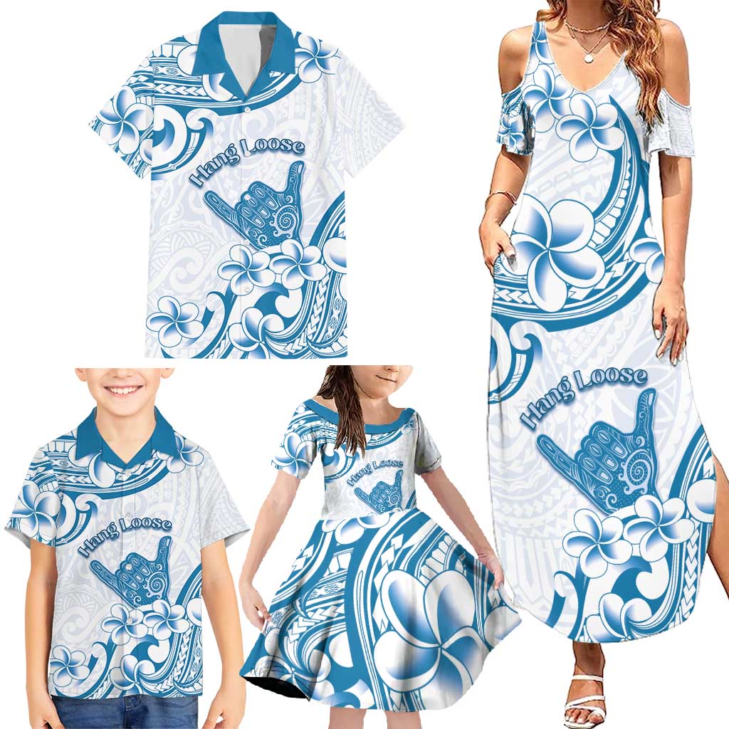 Aloha Hawaii Shaka Family Matching Summer Maxi Dress and Hawaiian Shirt Hang Loose Blue Version - Polynesian Pride