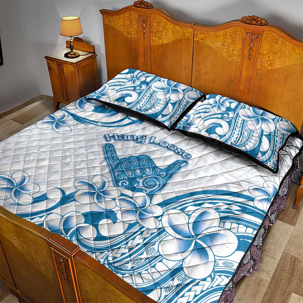 Aloha Hawaii Shaka Quilt Bed Set Hang Loose Blue Version - Polynesian Pride