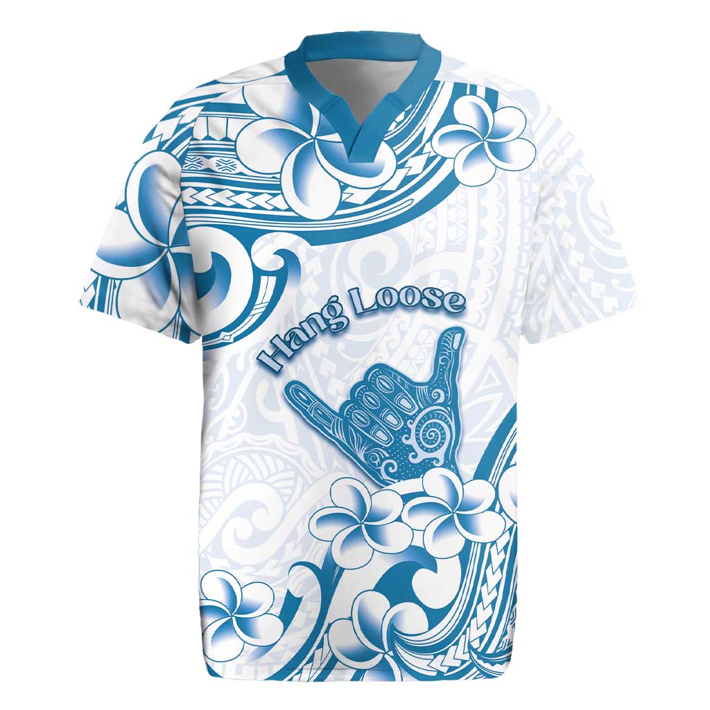 Aloha Hawaii Shaka Rugby Jersey Hang Loose Blue Version - Polynesian Pride