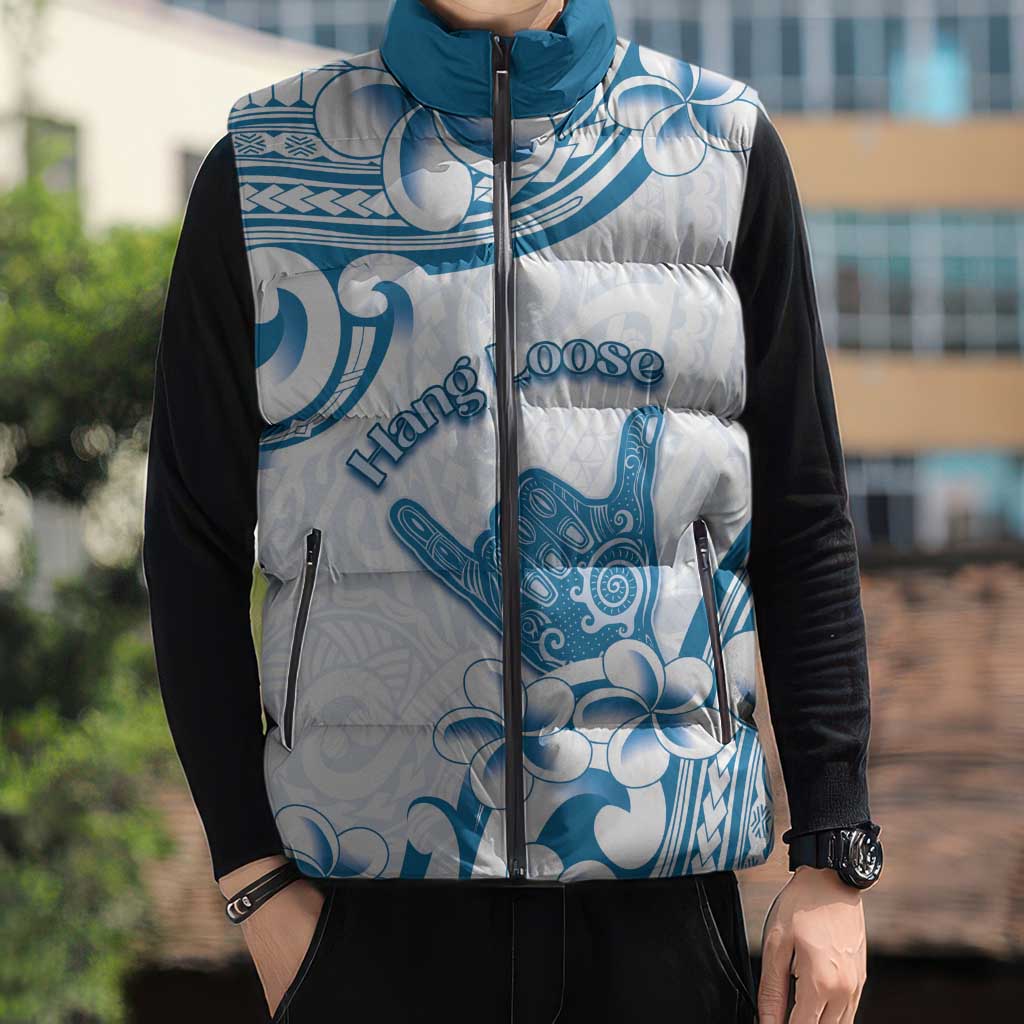 Aloha Hawaii Shaka Sleeveless Puffer Jacket Hang Loose Blue Version - Polynesian Pride