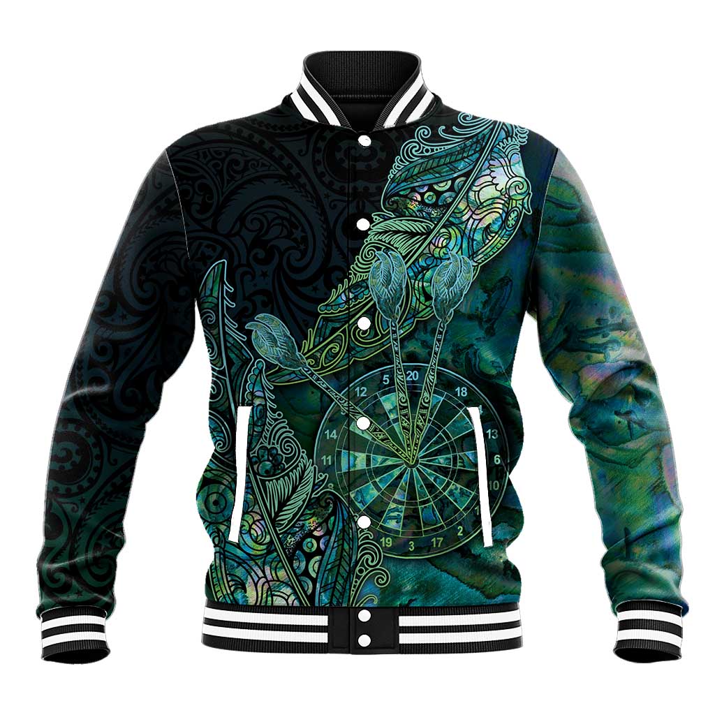 Personalised New Zealand Dart Baseball Jacket Maori Fern With Paua Shell - Polynesian Pride