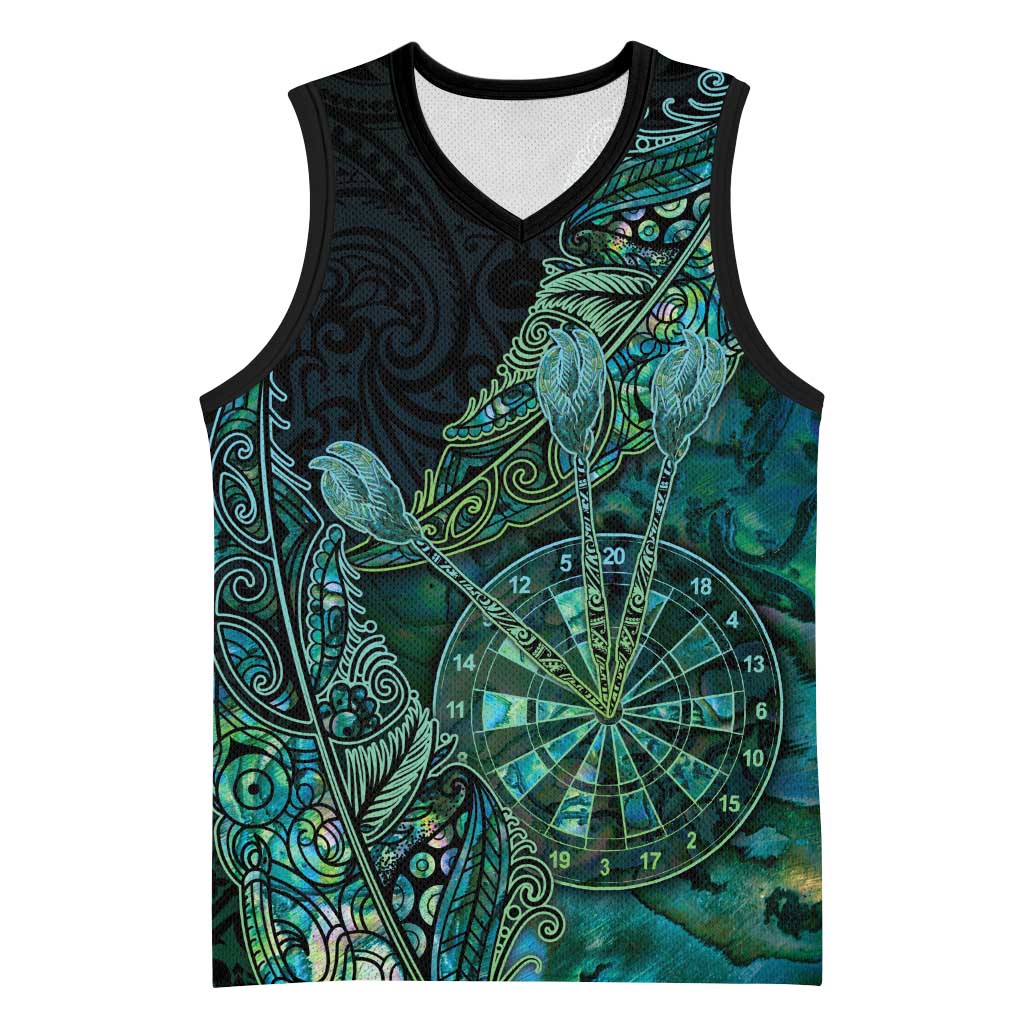 Personalised New Zealand Dart Basketball Jersey Maori Fern With Paua Shell - Polynesian Pride