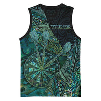 Personalised New Zealand Dart Basketball Jersey Maori Fern With Paua Shell - Polynesian Pride