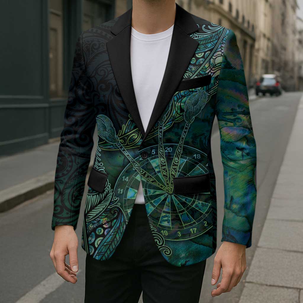 Personalised New Zealand Dart Blazer Maori Fern With Paua Shell - Polynesian Pride