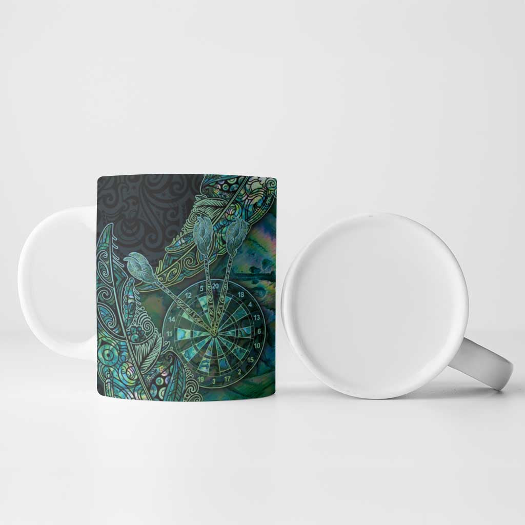 Personalised New Zealand Dart Ceramic Mug Maori Fern With Paua Shell - Polynesian Pride